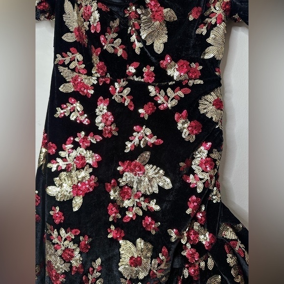 AUTUMN ADEIGBO Rosalie velvet sequin puff sleeve ruffle mini dress  8 NWOT - Picture 5 of 11